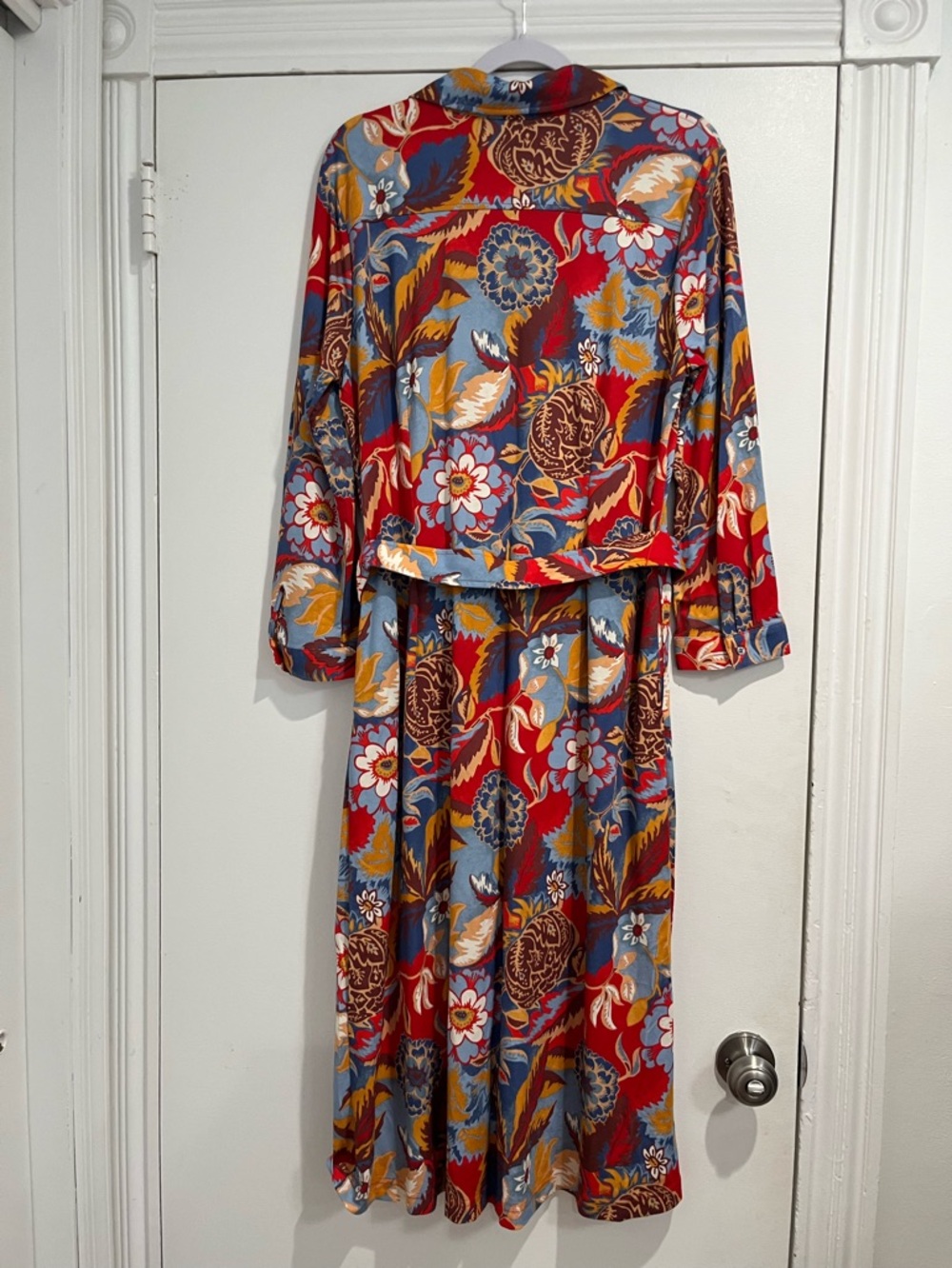 J McKaughlin Floral Button Front Belted Maxi Dress Sz. XL - Picture 5 of 11